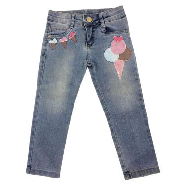 Imagem de Calça jeans infantil bordada menina Mon Sucrê azul