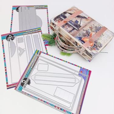 Imagem de Alinacutle 1 conjunto de mala feita à mão, corte de metal, corte de matriz, para artesanato em papel, faça você mesmo, álbuns, presente e scrapbook, agenda de agenda, modelo de livro de aventura