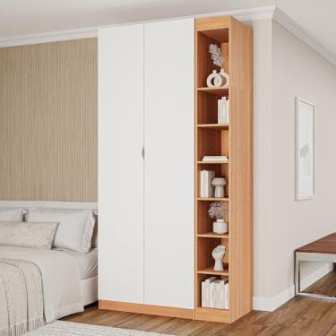 Imagem de Guarda-roupa Modulado 2 Portas 3 Peças Hera Cabecasa Madeiramadeira Louro/Branco Geada/Cinza