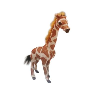 Imagem de Dynwave Girafas estátuas estatuetas de pelúcia brinquedo girafa figura crianças brinquedo prateleira decoração mesa coleção para presente casamento meninas