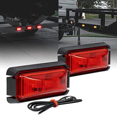Imagem de 2 peças de 6,35 cm de LED vermelho com bisel preto [DOT FMVSS 108] [SAE P2PC] [Montagem na superfície] [impermeável IP67] luzes laterais marcadoras para caminhão de reboque
