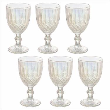 Imagem de Conjunto 6 Taças de Água de Vidro Greek Rainbow Metalizado 345ml 28350 - Wolff