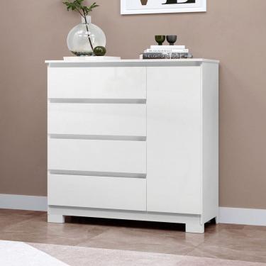 Imagem de Cômoda Vega 1 Porta 4 Gavetas Branco Neve - Mx Móveis