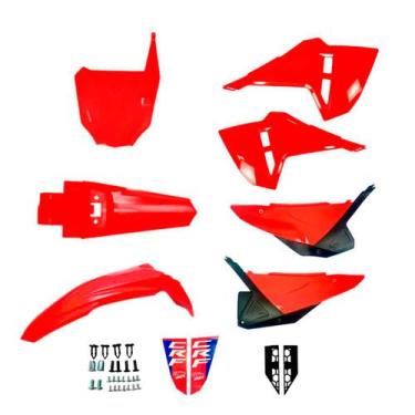 Imagem de Kit Plástico Amx F25 Crf 230 C/ Number Plate Trilha Motocross, Vermelh