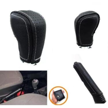 Imagem de Kit Capa Couro Manopla Câmbio Manual e Alavanca Freio de Mão Renault S