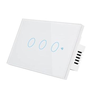 Imagem de Tuya tuya interruptor inteligente 120 tipo EUA Alexa controle de voz único zero fogo universal wifi controle remoto interruptor Universal 3 vias branco