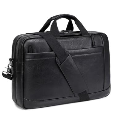 Imagem de Stuery Bolsa Mensageiro de Couro para Homens 17-17,3 Polegadas: Mochila Conversível 3 em 1 Bolsa para Laptop Pasta Bolsas de Computador Bolsa Transversal de Ombro com Capa Acolchoada para Laptop