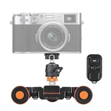 Imagem de Andoer Carrinho de câmera de vídeo com cabeça esférica e suporte de telefone, carrinho motorizado de 3 velocidades com controle remoto - compatível com iPhone, DSLR, filmadora, Gopro, Insta,