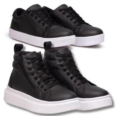 Imagem de Tênis Feminino Preto + Coturno Plataforma Preto. - Fierre, 38, Preto, 