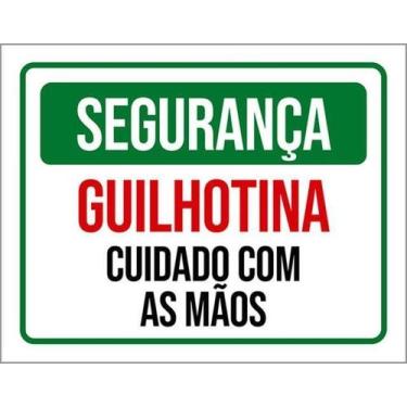 Imagem de Kit 3 Placas Segurança Guilhotina Cuidado Com As Mãos 36X46 - Sinalizo