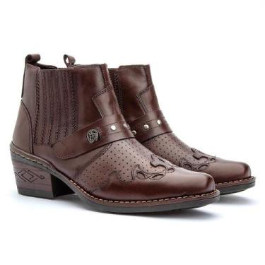 Imagem de Bota Country Masculina Couro Cano Baixo Conforto Casual - IGO, 40, Caf