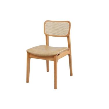 Imagem de Cadeira de Jantar Livia Madeira Amêndoa com Encosto Ergonomico em Palh
