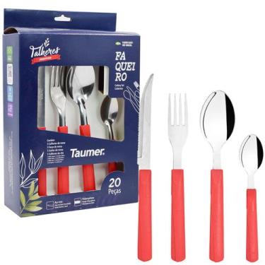 Imagem de Faqueiro, Jogo de Talheres Inox com Cabo Plastico Prestigie com 20 Peç