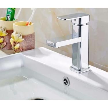 Imagem de Kit 3 Peças Cuba De Louça 41cm + Torneira Quadrada Luxo + Válvula - So