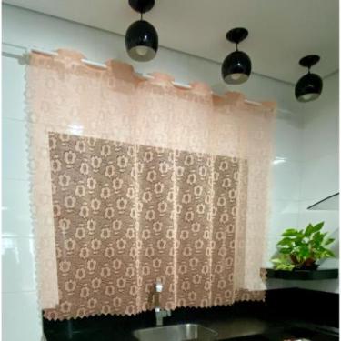 Imagem de Cortina Para Janela Cozinha Renda Cores 1,80 x 1,40m - JCM, Salmão