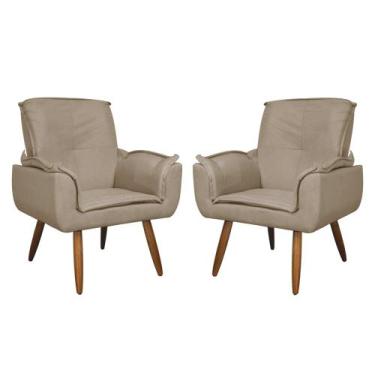 Imagem de Kit 02 Poltronas Decorativa Emília Plus Suede Várias Cores - Ds Estofa