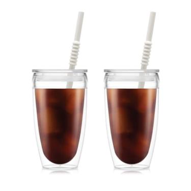 Imagem de Bodum Pavina To Go - Parede dupla com canudo de plástico 382 g, conjunto com 2 peças
