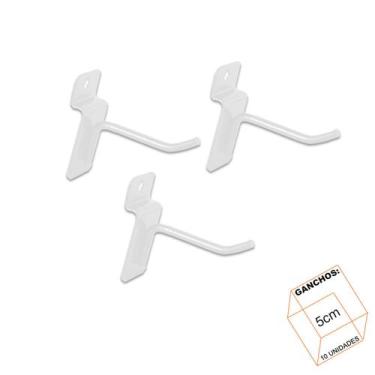 Imagem de Gancho Para Painel Canaletado 5cm Branco Kit 10 Unidades - LM Balcoes