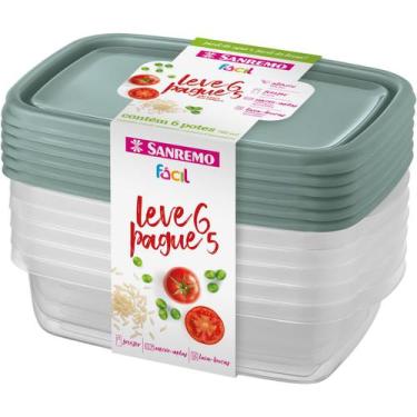 Imagem de Kit 6 Potinhos Retangular Freezer Microondas Geladeira 785ml - Sanremo