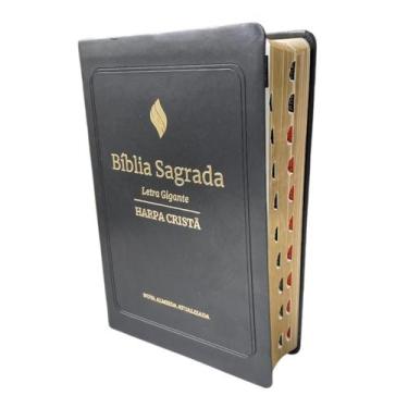 Imagem de Bíblia letra gigante com índice naa harpa cristã luxo grande nova alme