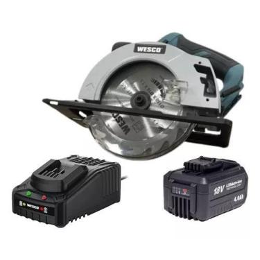 Imagem de Serra Circular Wesco Ws2934 + Bateria 4ah 18v E Carregador Bivolt, Biv