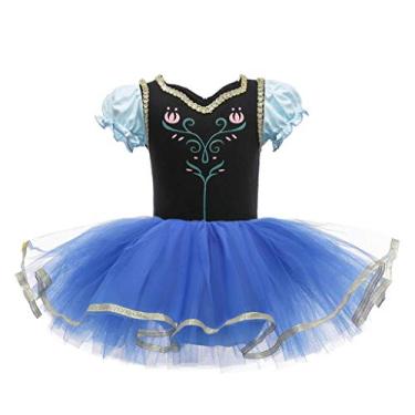 Imagem de Dressy Daisy Collants de balé de princesa do gelo vestido tutu para meninas roupas de bailarina fantasia de dança com saia de tule tamanho 5 6 azul escuro 075