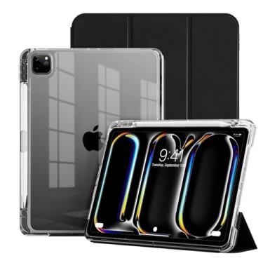 Imagem de GKABXY Capa para iPad Pro 11 (M4 2024) com suporte para lápis | Capa traseira transparente removível 2 em 1 | Suporta Apple Pencil Pro e carregamento USB-C | Função despertar/hibernar automática