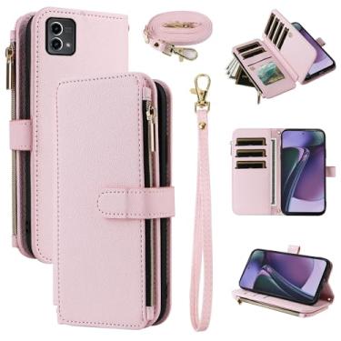 Imagem de Furiet Capa carteira para Motorola Moto G Stylus 5G 2023 com alça de pulso, alça de ombro mais de 10 porta-cartões de couro PU de luxo flip suporte com zíper capa de telefone para GStylus G5 XT2317DL