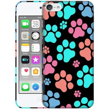 Imagem de GlamCase Para iPod Touch 7ª/6ª/5ª geração - Desenho impresso colorido de pata de cachorro fino e elegante bonito plástico rígido encaixar/capa protetora para iPod Touch 7/6/5 branca