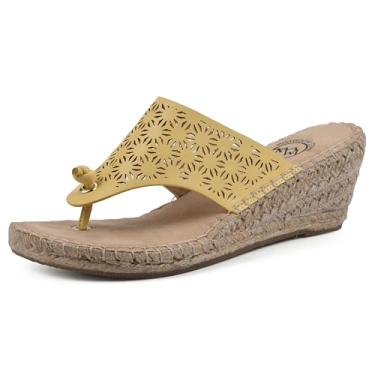 Imagem de WHITE MOUNTAIN Sandália feminina Beaux Espadrille Wedge, Limoncello/liso, 36