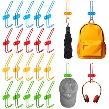 Imagem de Yaocom 20 ganchos para casacos de parede para crianças, cabides coloridos para pendurar na parede, suporte de mochila para meninos, meninas, jaquetas, roupas, roupões, guarda-chuvas, chapéus, quarto,