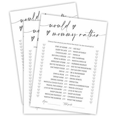 Imagem de Kit de jogo de chá de bebê - Would Mommy Rather - 30 cartas de jogo de preenchimento dupla face para chá de bebê, lembrança de festa revelação de gênero, atividade e suprimentos - A13