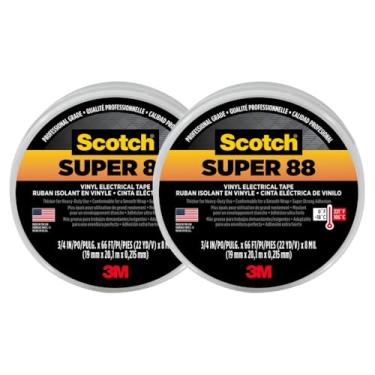 Imagem de 3M Scotch Super 88 Vinyl Electrical Tape, -18 to 105 Degree C, 10000 mV Dielectric Strength, 66' Length x 3/4" Width, Black, 2 Pack
