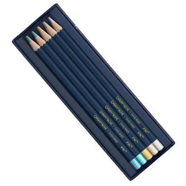 Imagem de Lápis de Cor Caran D'ache Cosmic Blue Metalico C/10 Cores - CARANDACHE