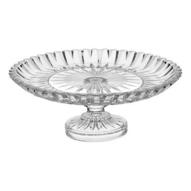 Imagem de CENTRO MESA 11x30x30cm VIDRO TRANSPARENTEARENTE COM PÉ FRUTEIRA VASO