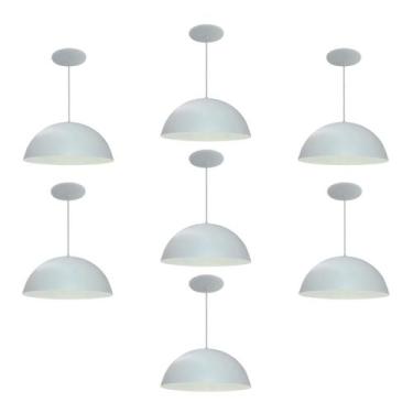 Imagem de Kit 7 Luminária Pendente Meia Lua 40cm Interior Branco Brilho Fiação 1