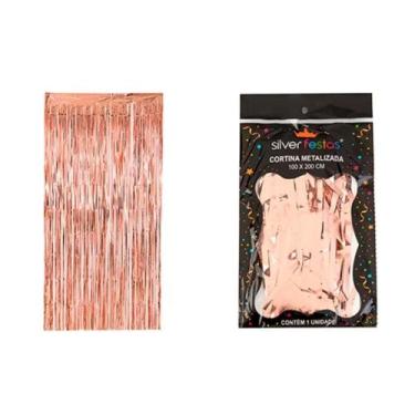 Imagem de Cortina Metalizada Rose Gold 100 X 200 Cm Un - Silverfestas - SILVER P
