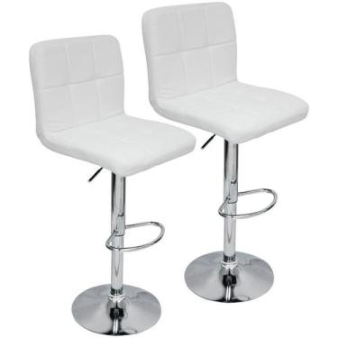 Imagem de Kit 2 Banquetas Confort Gomos Estofada Giratória Branca - Lianto Decor