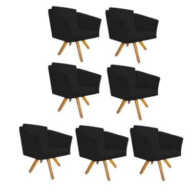 Imagem de Kit 07 Poltrona Cadeira Decorativa  Win Base Giratória Sala de Estar R