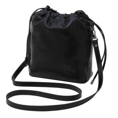 Imagem de Bolsa de Couro Mariart Cravo, Preto metalizado