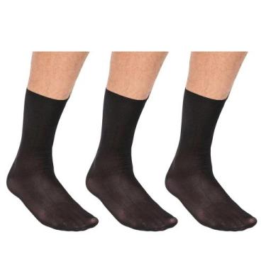 Imagem de Kit 3 Pares de Meias Social Selene Poliamida Juvenil, Preto, 34-38