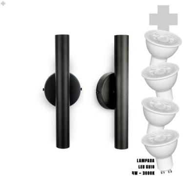 Imagem de Kit 2 Arandela Foco Duplo Slim Palito - Preto + LED GU10 - Love Loft