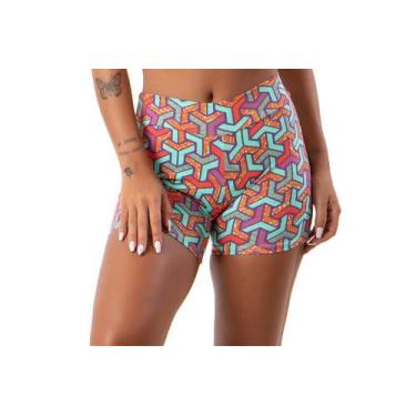 Imagem de Short De Academia Legging Suplex Estampado Feminino Cintura Alta - JAV