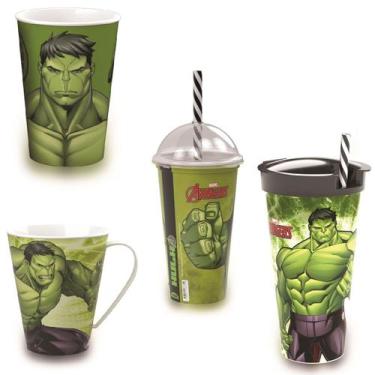 Imagem de Kit Hulk -  3 Copos diferentes e caneca - Marvel - Plasutil