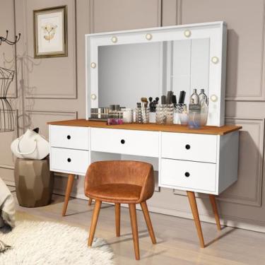 Imagem de Penteadeira Camarim Bancada Maquiagem Banqueta material sintético Core