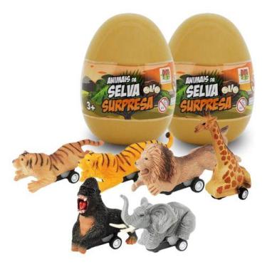 Imagem de Kit 2 Carrinhos Fricção Animais Da Selva Pull Back Brinquedo - DM TOYS