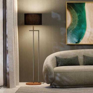 Imagem de Luminária Indústrial De Chão Salone Champanhe Com Cúpula Preta Unideco