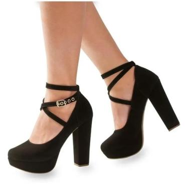 Imagem de Sapato Boneca Meia Pata Salto Alto Grosso P4 - Pedore, Preto, 38