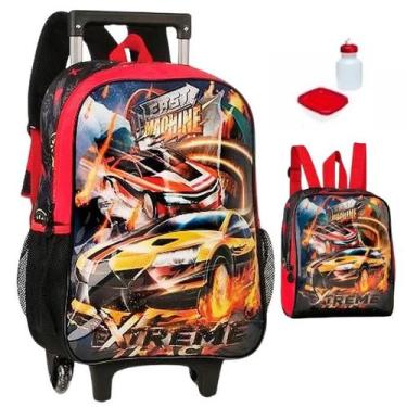 Imagem de Kit Mochila Escolar Carro Machine G Rodinha 2 em 1 Lancheira - Clio