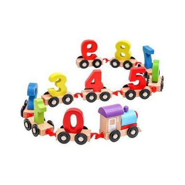 Imagem de Trenzinho de Brinquedo Pedagógico Educativo Trem Com Números 0 A 9 Em 